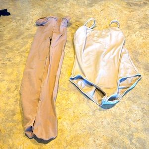 Recital Ready!! Tan Capezio tights, sz 8/12 and Bloch leotard sz 8/10